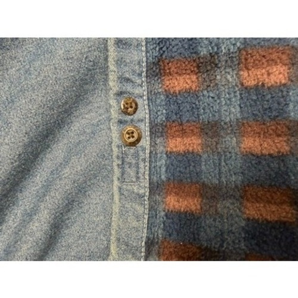 "Levi Strauss & Co" Mens Lined Denim Shirt Jacket Blue Plaid Fleece Workwear - Picture 7 of 13